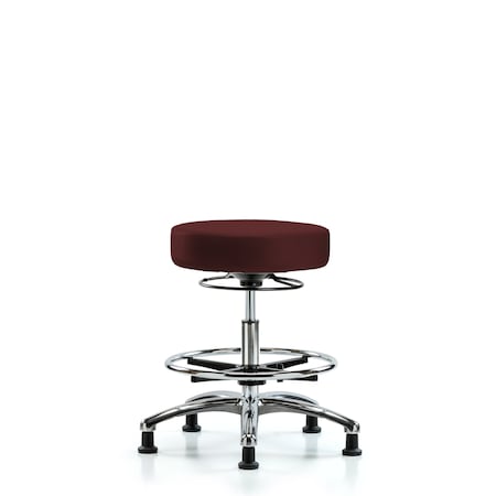 Vin Stool without Back Chr-Med Bench Ht with Chr Foot RingandStat Glides in Burgundy Trailblazer Vin MPN:BR-VMBSO-CR-CF-RG-8569