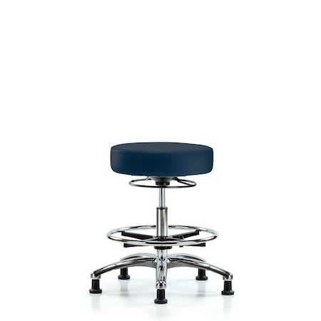 Vin Stool without Back Chr-Med Bench Ht with Chr FR and Stat Glides in Imperial Blue Trailblazer Vin MPN:BR-VMBSO-CR-CF-RG-8582