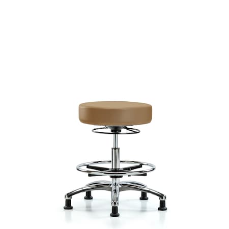 Vin Stool without Back Chr-Med Bench Ht with Chr Foot RingandStat Glides in Taupe Trailblazer Vin MPN:BR-VMBSO-CR-CF-RG-8584