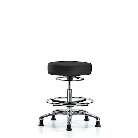Vin Stool without Back Chr-Med Bench Ht with Chr Foot RingandStat Glides in Charcoal Trailblazer Vin MPN:BR-VMBSO-CR-CF-RG-8605