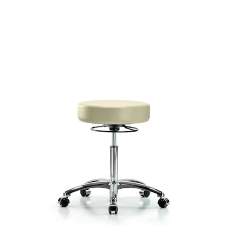 Rutledge Vin Stool without Back Chrome-Med Bench Height with Casters in Adobe White Trailblazer Vin MPN:BR-VMBSO-CR-NF-CC-8501