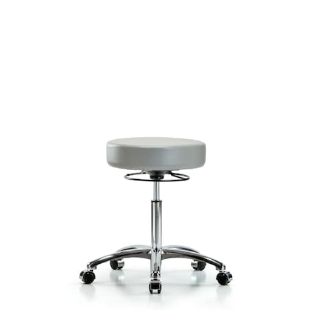 Rutledge Vin Stool without Back Chrome - Medium Bench Height with Casters in Dove Trailblazer Vin MPN:BR-VMBSO-CR-NF-CC-8567