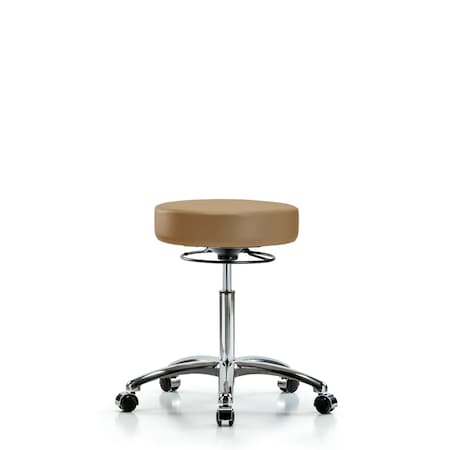 Rutledge Vin Stool without Back Chrome-Medium Bench Height with Casters in Taupe Trailblazer Vin MPN:BR-VMBSO-CR-NF-CC-8584