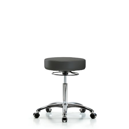 Rutledge Vin Stool without Back Chrome-Medium Bench Height with Casters in Charcoal Trailblazer Vin MPN:BR-VMBSO-CR-NF-CC-8605