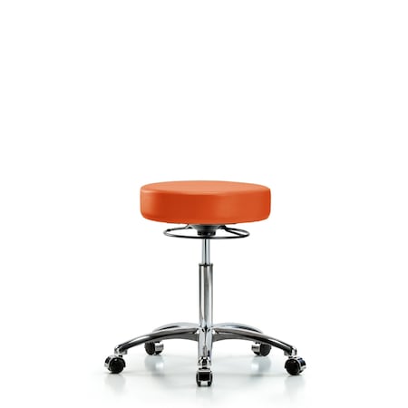 Rutledge Vin Stool without Back Chrome-Med Bench Height with Casters in Orange Kist Trailblazer Vin MPN:BR-VMBSO-CR-NF-CC-8613