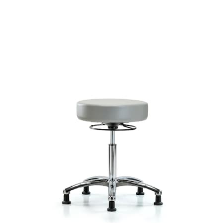 Vin Stool without Back Chrome-Medium Bench Height with Stationary Glides in Dove Trailblazer Vin MPN:BR-VMBSO-CR-NF-RG-8567