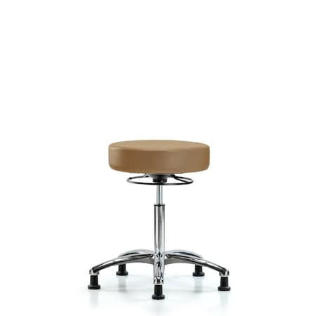 Vin Stool without Back Chrome-Medium Bench Height with Stationary Glides in Taupe Trailblazer Vin MPN:BR-VMBSO-CR-NF-RG-8584