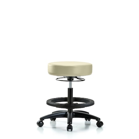 Vin Stool without Back-Medium Bench Ht with Black Foot RingandCasters in Adobe White Trailblazer Vin MPN:BR-VMBSO-RG-BF-RC-8501