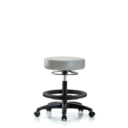 Vin Stool without Back-Medium Bench Height with Black Foot Ring and Casters in Dove Trailblazer Vin MPN:BR-VMBSO-RG-BF-RC-8567