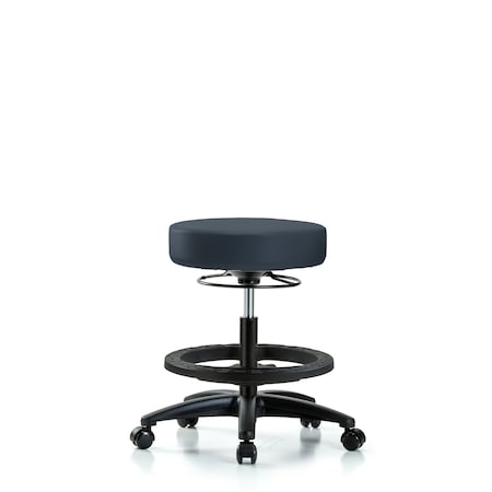 Vin Stool without Back-Medium Bench Ht with Black Foot Ring and Casters in Imp Blue Trailblazer Vin MPN:BR-VMBSO-RG-BF-RC-8582