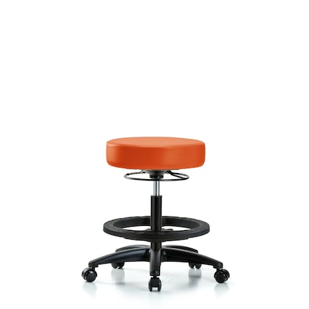 Vin Stool without Back-Medium Bench Ht with Black Foot RingandCasters in Orange Kist Trailblazer Vin MPN:BR-VMBSO-RG-BF-RC-8613