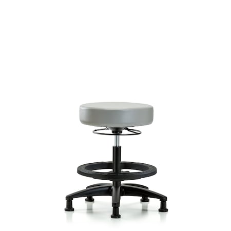 Vin Stool without Back-Medium Bench Ht with Black Foot Ring and Stat Glides in Dove Trailblazer Vin MPN:BR-VMBSO-RG-BF-RG-8567