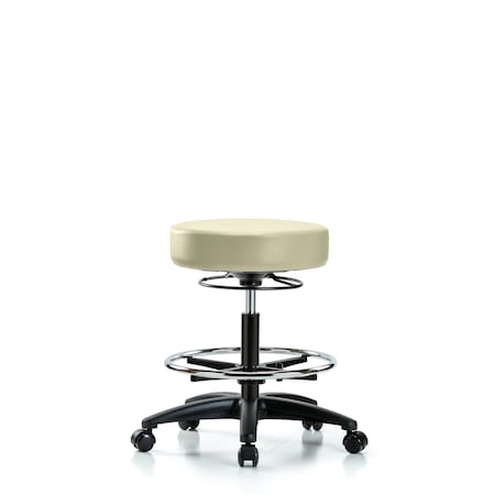 Vin Stool without Back-Medium Bench Ht with Chr Foot Ring and Casters in Adobe White Trailblazer Vin MPN:BR-VMBSO-RG-CF-RC-8501