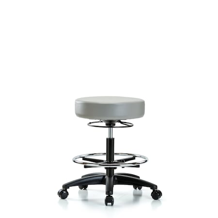 Vin Stool without Back-Medium Bench Height with Chrome Foot Ring and Casters in Dove Trailblazer Vin MPN:BR-VMBSO-RG-CF-RC-8567