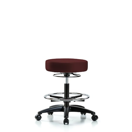 Vin Stool without Back-Medium Bench Ht with Chrome Foot RingandCasters in Burgundy Trailblazer Vin MPN:BR-VMBSO-RG-CF-RC-8569