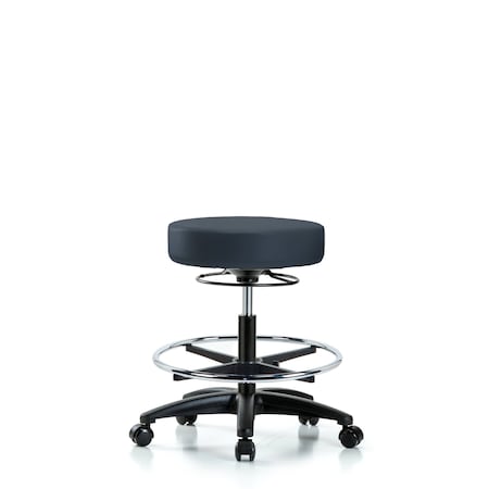 Vin Stool without Back-Medium Bench Ht with Chr Foot Ring and Casters in Imp Blue Trailblazer Vin MPN:BR-VMBSO-RG-CF-RC-8582
