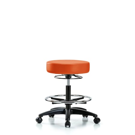 Vin Stool without Back-Medium Bench Ht with Chr Foot Ring and Casters in Orange Kist Trailblazer Vin MPN:BR-VMBSO-RG-CF-RC-8613