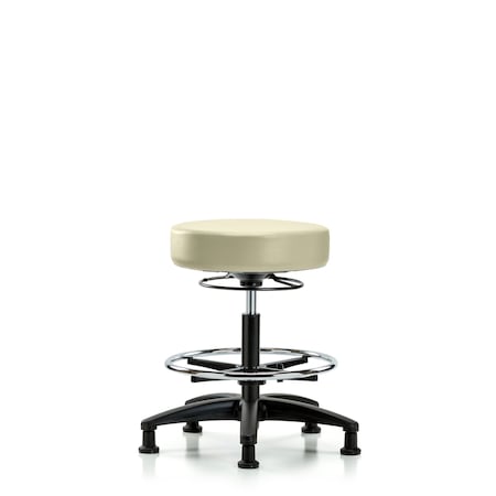 Vin Stool without Back-Med Bench Ht with Chr Foot RingandStat Glides in Adobe White Trailblazer Vin MPN:BR-VMBSO-RG-CF-RG-8501