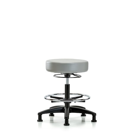 Vin Stool without Back-Medium Bench Ht with Chr Foot Ring and Stat Glides in Dove Trailblazer Vin MPN:BR-VMBSO-RG-CF-RG-8567