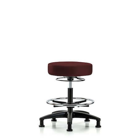 Vin Stool without Back-Medium Bench Ht with Chr Foot RingandStat Glides in Burgundy Trailblazer Vin MPN:BR-VMBSO-RG-CF-RG-8569