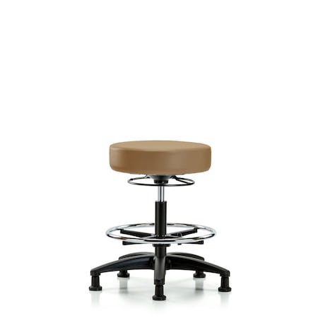 Vin Stool without Back-Medium Bench Ht with Chr Foot Ring and Stat Glides in Taupe Trailblazer Vin MPN:BR-VMBSO-RG-CF-RG-8584