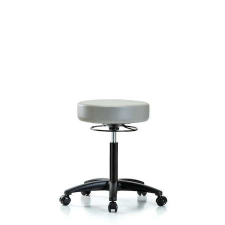 Rutledge Vinyl Stool without Back - Medium Bench Height with Casters in Dove Trailblazer Vinyl MPN:BR-VMBSO-RG-NF-RC-8567