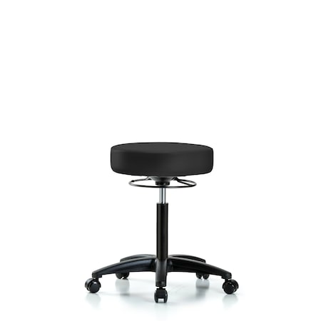Rutledge Vinyl Stool without Back - Medium Bench Height with Casters in Charcoal Trailblazer Vinyl MPN:BR-VMBSO-RG-NF-RC-8605