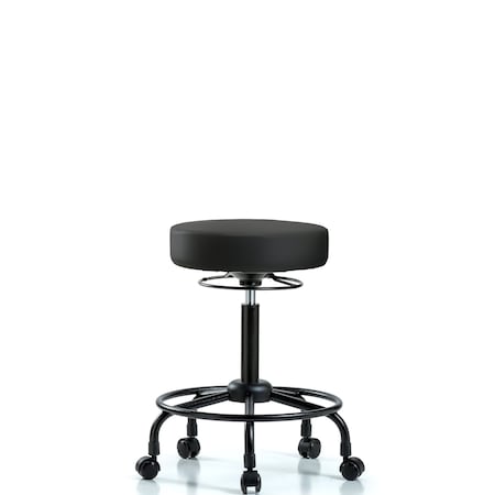Vinyl Stool without Back-Medium Bench Height with RT Base and Casters in Black Trailblazer Vinyl MPN:BR-VMBSO-RT-RC-8540