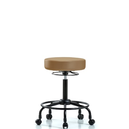 Vinyl Stool without Back-Medium Bench Height with RT Base and Casters in Taupe Trailblazer Vinyl MPN:BR-VMBSO-RT-RC-8584