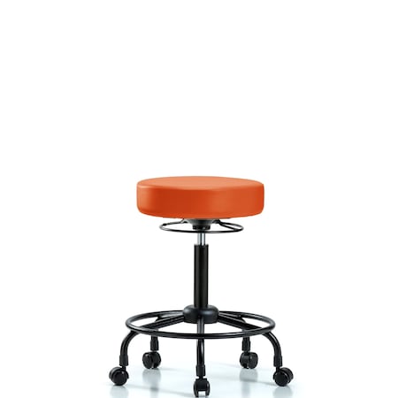 Vinyl Stool without Back-Medium Bench Height with RT BaseandCasters in Orange Kist Trailblazer Vinyl MPN:BR-VMBSO-RT-RC-8613