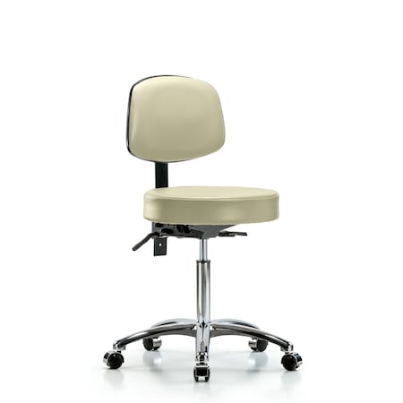 Bench Stool, Med, Vin, Bk Chrome, Cast, Wht MPN:BR-VMBST-CR-T0-NF-CC-8501