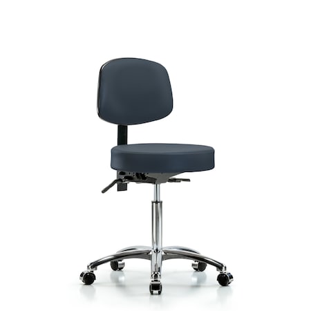Bench Stool, Med, Vin, Bk Chrome, Cast, Nav MPN:BR-VMBST-CR-T0-NF-CC-8582