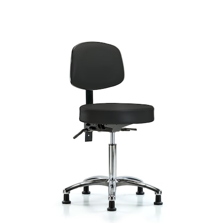Rutledge Vin Stool with Back Chrome-Med Bench Height with Stat Glides in Black Trailblazer Vin MPN:BR-VMBST-CR-T0-NF-RG-8540