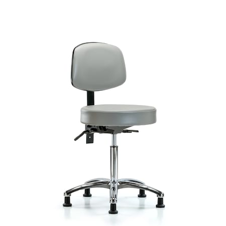 Rutledge Vin Stool with Back Chrome-Med Bench Height with Stat Glides in Dove Trailblazer Vin MPN:BR-VMBST-CR-T0-NF-RG-8567