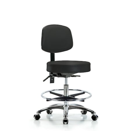 Vin Stool with Back Chr-Med Bench Ht with Seat Tilt, Chr FR, andCasters in Black Trailblazer Vin MPN:BR-VMBST-CR-T1-CF-CC-8540