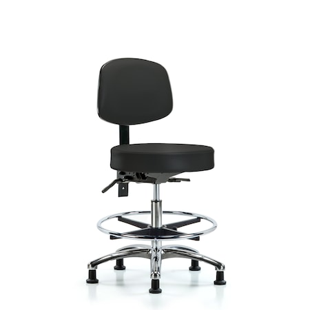 Vin Stool with Back Chr-Med Ben Height with Seat Tilt, Chr FR, andStat Glides in Black Trailblazer Vin MPN:BR-VMBST-CR-T1-CF-RG-8540