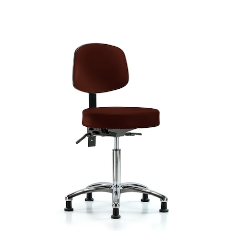 Vin Stool with Back Chr-Medium Bench Ht with Seat Tilt and Stationary Glides in Burg Trailblazer Vin MPN:BR-VMBST-CR-T1-NF-RG-8569