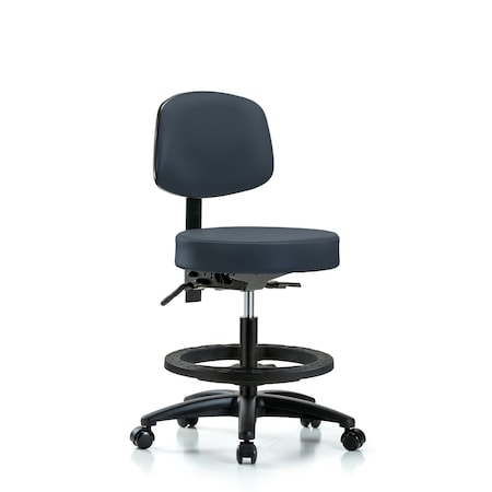 Bench Stool, Med, Vin, Bk, BF, Casters, Nav MPN:BR-VMBST-RG-T0-BF-RC-8582