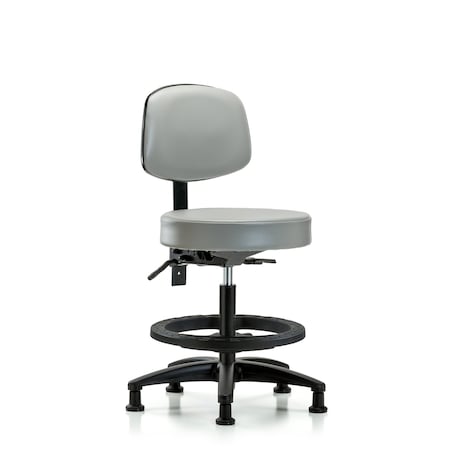 Vin Stool with Back-Medium Bench Ht with Black Foot RingandStationary Glides in Dove Trailblazer Vin MPN:BR-VMBST-RG-T0-BF-RG-8567