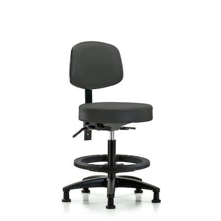 Vin Stool with Back-Medium Bench Ht with Black Foot Ring and Stat Glides in Charcoal Trailblazer Vin MPN:BR-VMBST-RG-T0-BF-RG-8605