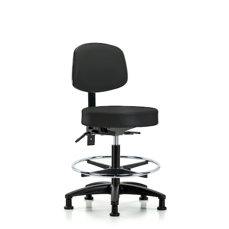 Bench Stool, Med, Vinyl, Bk, CF, Glides, BLK MPN:BR-VMBST-RG-T0-CF-RG-8540