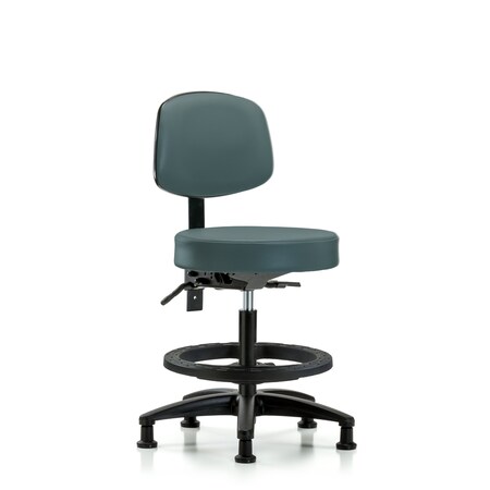 Vin Stool with Back-Med Ben Ht with Seat Tilt, Black FR, andStat Glides in Col Blue Trailblazer Vin MPN:BR-VMBST-RG-T1-BF-RG-8546