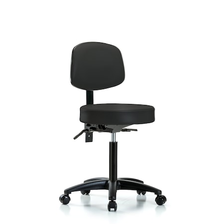 Rutledge Vin Stool with Back-Medium Bench Height with Seat Tilt and Casters in Black Trailblazer Vin MPN:BR-VMBST-RG-T1-NF-RC-8540