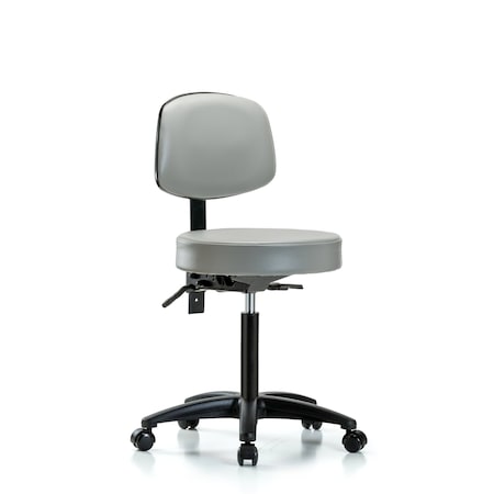 Rutledge Vin Stool with Back-Medium Bench Height with Seat Tilt and Casters in Dove Trailblazer Vin MPN:BR-VMBST-RG-T1-NF-RC-8567