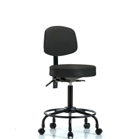 Med Bench Stool, Vinyl, Bk, RT, Casters, Blk MPN:BR-VMBST-RT-T0-RC-8540