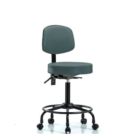 Med Bench Stool, Vinyl, Bk, RT, Casters, Blu MPN:BR-VMBST-RT-T0-RC-8546