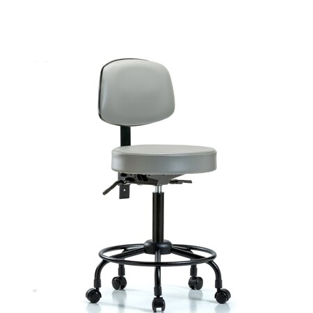Med Bench Stool, Vinyl, Bk, RT, Casters, Dov MPN:BR-VMBST-RT-T0-RC-8567
