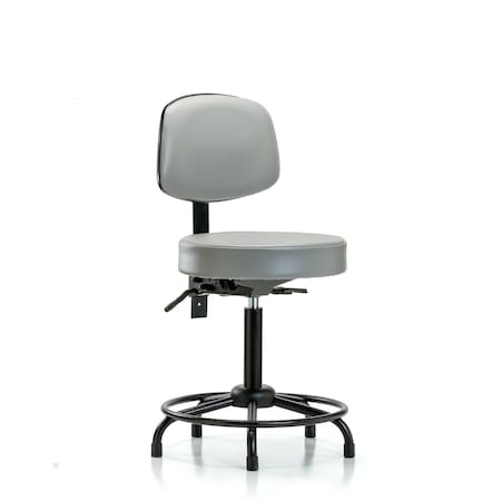 Med Bench Stool, Vinyl, Bk, RT, Glides, Dov MPN:BR-VMBST-RT-T0-RG-8567