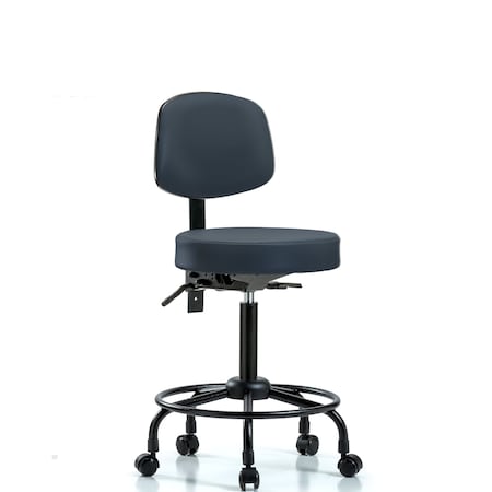 Med Ben Stool, Vin, Bk, RT, Tilt, Cast, Navy MPN:BR-VMBST-RT-T1-RC-8582