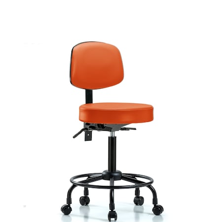 Med Bench Stool, Vinyl, Bk, RT, Cast, Org, Caster Type: Rolling MPN:BR-VMBST-RT-T1-RC-8613